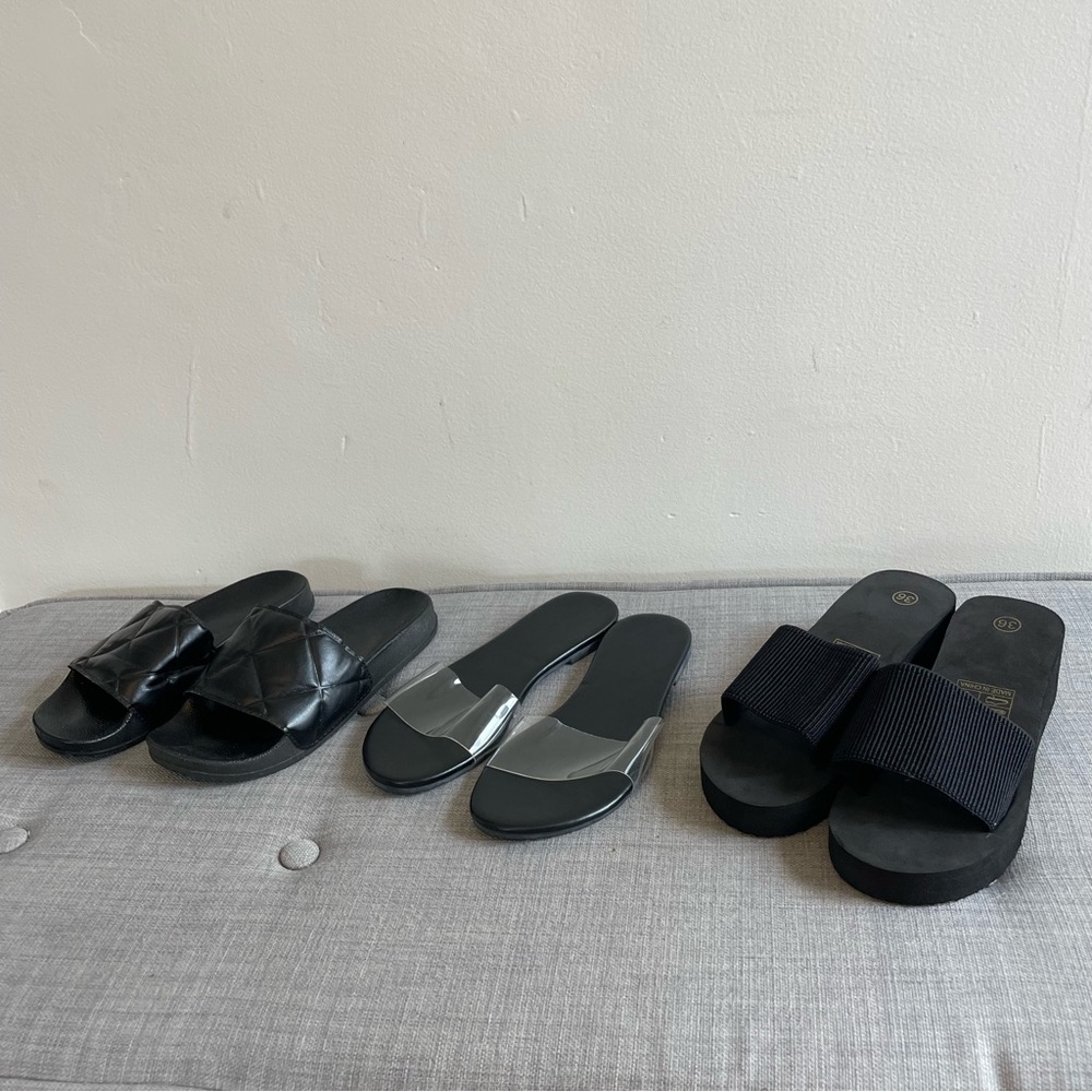 Bundle! 3 Black Sandals, Women’s Size 36